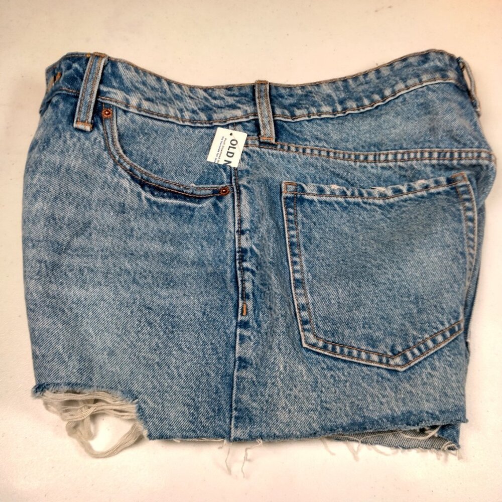 Old Navy Jean Shorts Women 10 OG Straight Light Wash Denim Distressed Button Fly - Picture 7 of 15